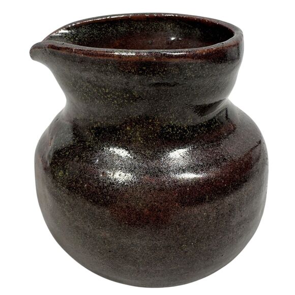 Vintage Studio Pottery Pitcher 4" Brown Glossy Possibly Heidi Kippenberg HK - Picture 3 of 9